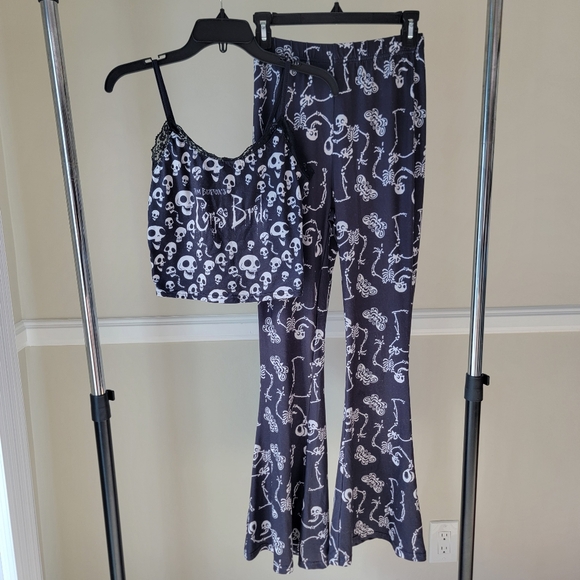 SHEIN Tim Burton's Corpse Bride Small Tank Top & Flare Pants 2 Peice Set - Picture 2 of 7